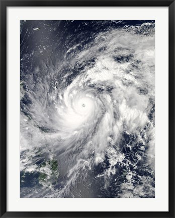 Framed Typhoon Sanba over the Pacific Ocean and Part of the Philippines Print
