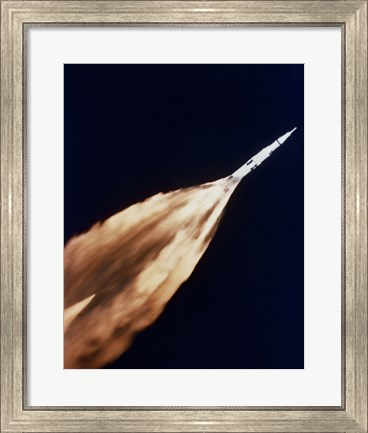Framed Apollo 6 spacecraft Leaves a Fiery Trail in the Sky after Launch Print
