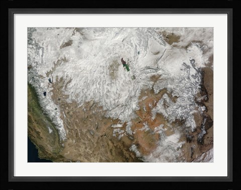 Framed Satellite View of the Western United States Print