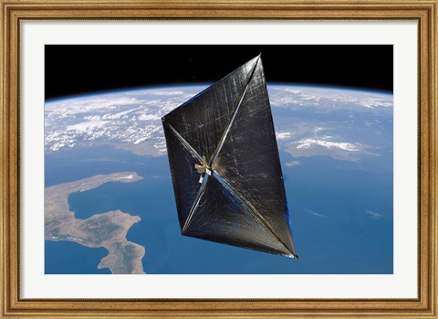 Framed Artist concept of NanoSail-D in space Print