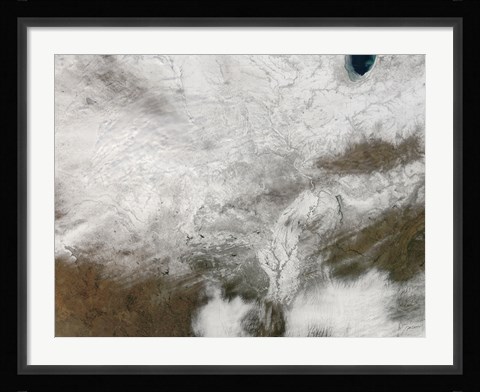 Framed Satellite View of a Severe Winter Storm over the Midwestern United States Print
