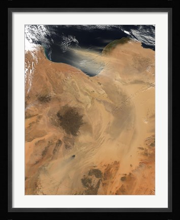 Framed Satellite View of a Dust Storm over Libya Print