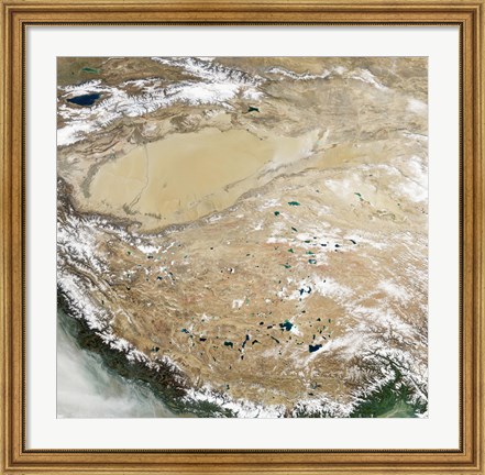 Framed Satellite View of the Tibetan Plateau Print