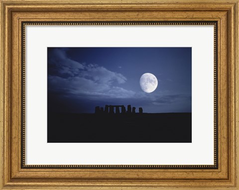 Framed Composite of the Moon over Stonehenge, Wiltshire, England Print