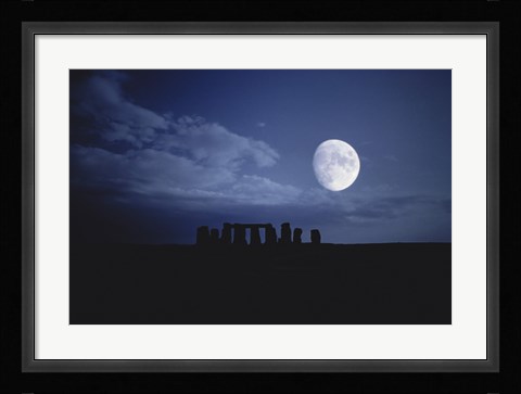 Framed Composite of the Moon over Stonehenge, Wiltshire, England Print