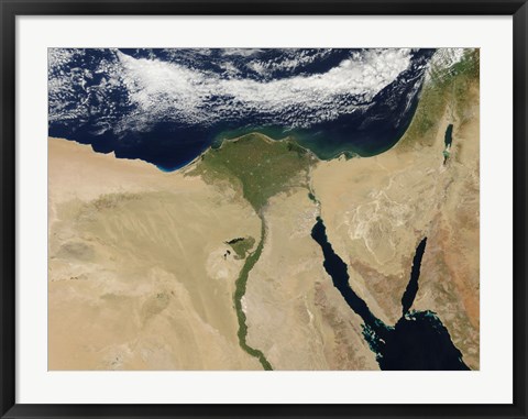 Framed Satellite view of Cairo, Egypt, and the Valley of the Nile River Print