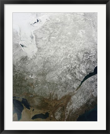 Framed Satellite view of Eastern Canada Print
