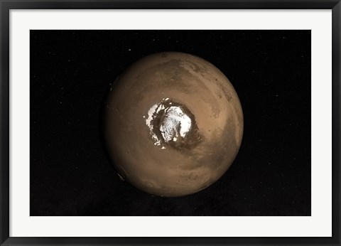 Framed Nadir view of the Martian North Pole Print