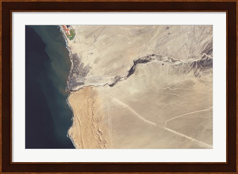 Framed Satellite Image of the Swakop River in the Western part of Namibia Print