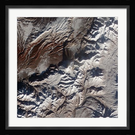 Framed Satellite Image of Russia's Kizimen Volcano Print