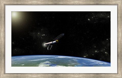 Framed Artist&#39;s concept of the Atlas V541 Launch Vehicle in Orbit Print
