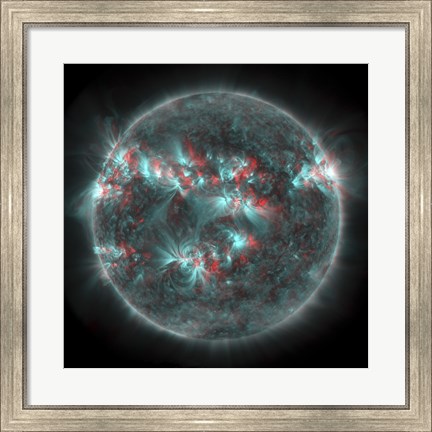 Framed Full Sun with lots of Sunspots and Active regions in 3D Print