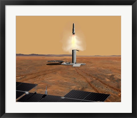 Framed Concept of an Ascent vehicle Leaving Mars Print