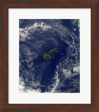 Framed Satellite view of Vanua Levu, the Second Largest Island of Fiji Print