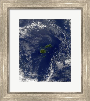 Framed Satellite view of Vanua Levu, the Second Largest Island of Fiji Print