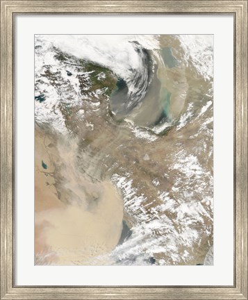 Framed intense Dust Storm Blows over the Middle East Print