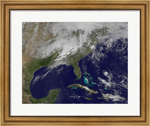 Framed Satellite Image Showing Severe Thunderstorms and Tornados in the Eastern United States Print