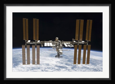 Framed International Space Station in Orbit Above Earth Print