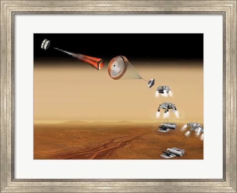 Framed Artist&#39;s Concept of a Proposed Mars sample Return Mission Print