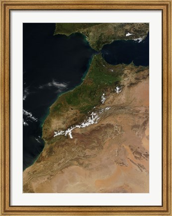 Framed Satellite view of Morocco Print