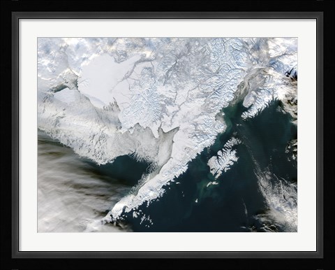 Framed Satellite view of Southwestern Alaska Print