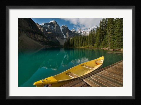 Framed Canoe along Moraine Lake, Banff National Park, Banff Print