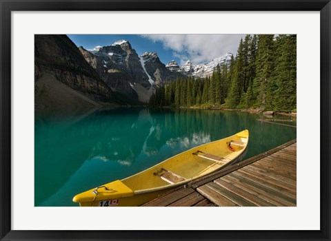 Framed Canoe along Moraine Lake, Banff National Park, Banff Print