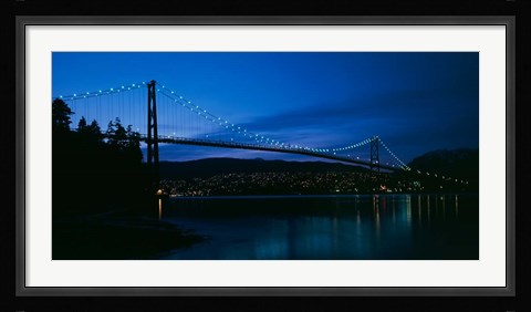 Framed Lions Gate bridge at night, Burrard Inlet, Vancouver, British Columbia Print