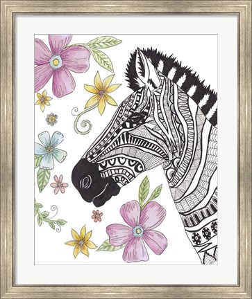 Framed Tribal Zebra Portrait Print