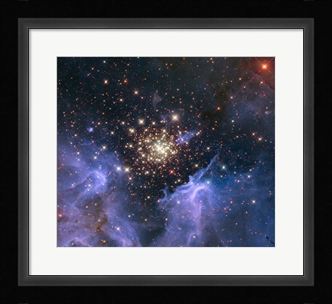 Framed Starburst Cluster Shows Celestial Fireworks Print