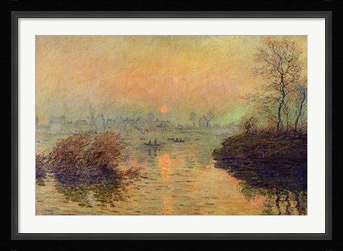 Framed Sun Setting over the Seine at Lavacourt. Winter Effect, 1880 Print