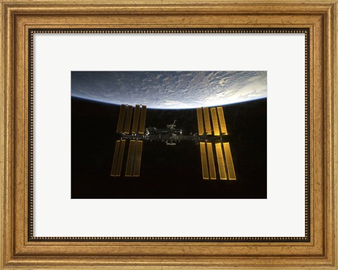 Framed International Space Station  Backdropped against Earth&#39;s Horizon Print