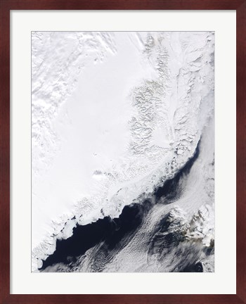 Framed Various types of Sea Ice Congregate along the East Coast of Greenland Print
