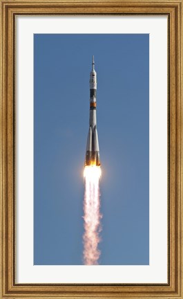 Framed Soyuz TMA-18 Rocket Launches from the Baikonur Cosmodrome in Kazakhstan Print