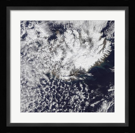 Framed Morning Daylight Reveals a Steam Plume over Eyjafjallajokull Volcano Print