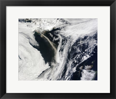 Framed Iceland&#39;s Eyjafjallajokull Volcano Emits a Dense Plume of Ash and Steam over the Atlantic Ocean Print