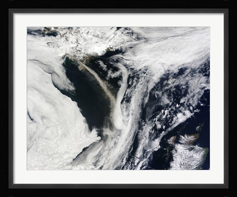 Framed Iceland's Eyjafjallajokull Volcano Emits a Dense Plume of Ash and Steam over the Atlantic Ocean Print
