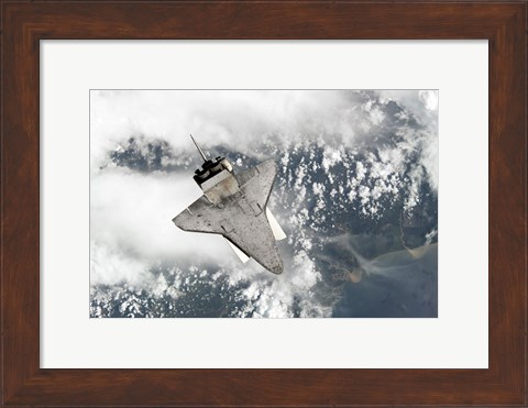 Framed Underside of Space Shuttle Discovery as the Shuttle approaches the International Space Station Print