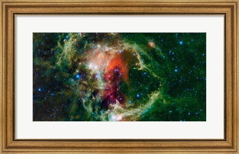 Framed Mosaic is of the Soul Nebula, also Known as the Embryo Nebula, IC 1848, or W5 Print