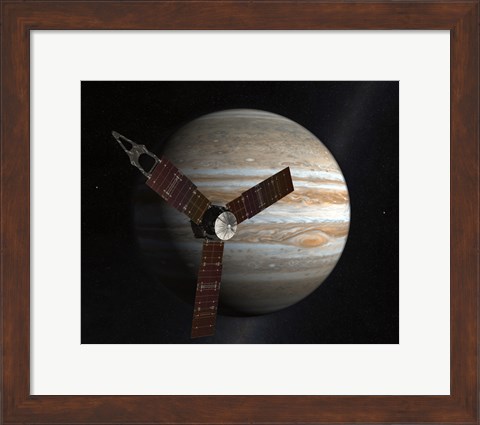 Framed Artist&#39;s Concept of the Juno Spacecraft in Orbit around Jupiter Print