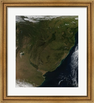 Framed Satellite view of South America Print
