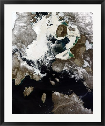 Framed Sea Ice and Sediment Visible in Nunavut, Canada Print