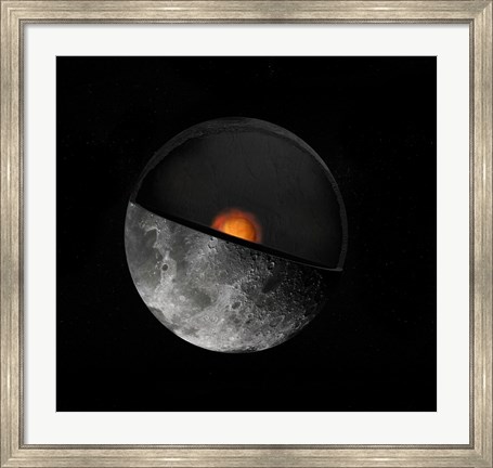 Framed Artist&#39;s Concept Showing a possible Inner Core of the Earth&#39;s Moon Print