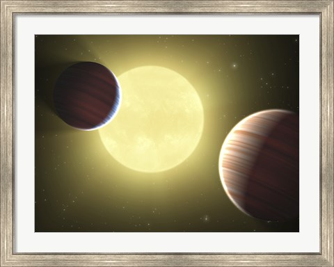 Framed Artist&#39;s Concept Illustrating the Two Saturn-sized Planets Discovered by the Kepler Mission Print