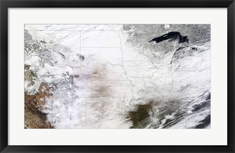 Framed Satellite view of a Massive Winter Storm over the United States Print