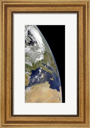 Framed View of the Western Mediterranean with Visible Smoke in the Balkans and Dust from the Sahara desert Print