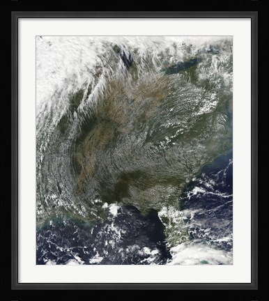 Framed Pinwheel-like pattern of High Pressure Clouds Stretches across the Eastern United States Print