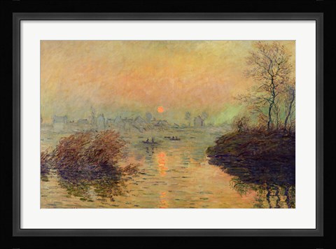 Framed Sun Setting over the Seine at Lavacourt. Winter Effect, 1880 Print