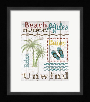 Framed Beach House Rules Print