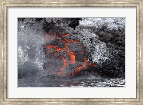 Framed Lava Flows from the Yemeni Island of Jazirat at-Tair after the Island Erupted Print